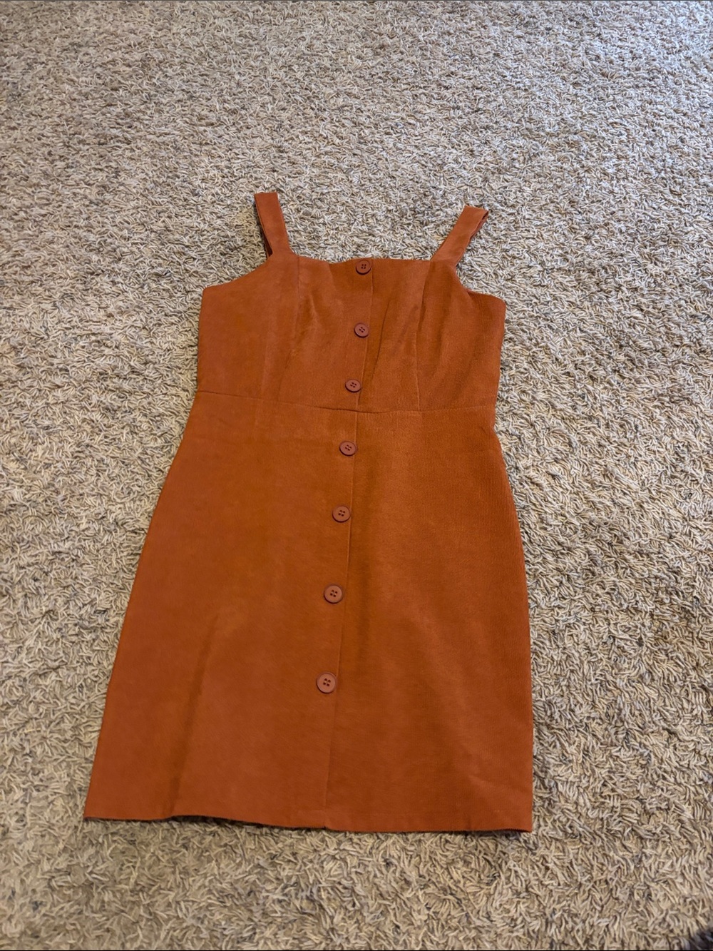 SHEIN Rust Brown Button-Front Mini Dress